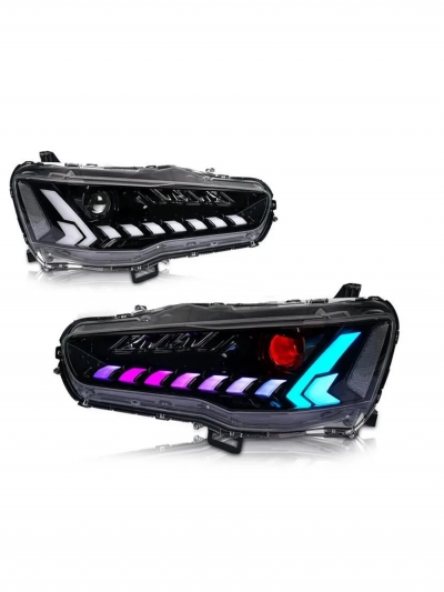Передние светодиодные фары (LED/RGB) для Mitsubishi Lancer X (2008–2017), комплект 2 шт-2